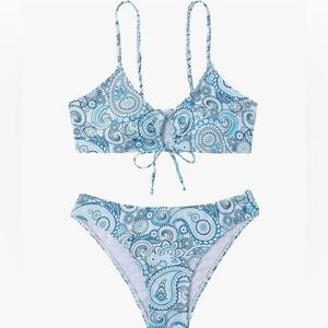 NEW Soly Hux Size S Blue Paisley Spaghetti‎ Strap Bikini
